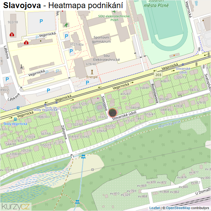 Mapa Slavojova - Firmy v ulici.