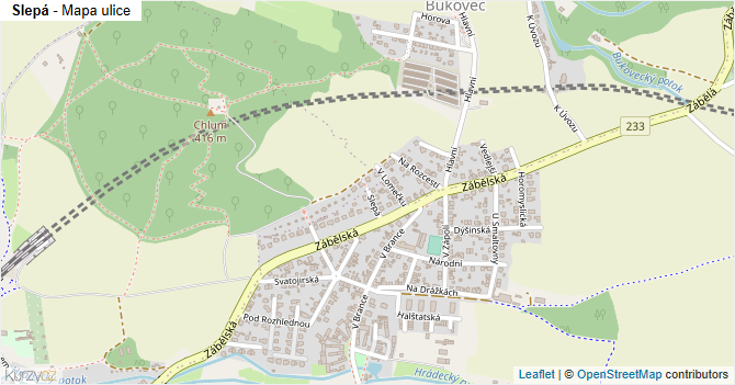 Slepá - mapa ulice