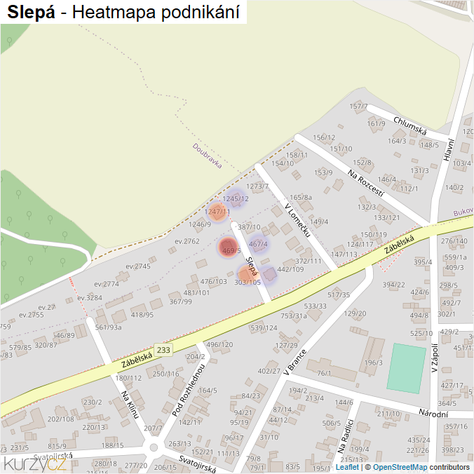 Mapa Slepá - Firmy v ulici.