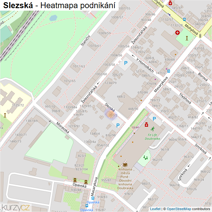 Mapa Slezská - Firmy v ulici.