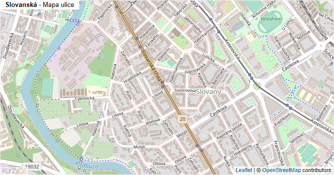 Slovanská - mapa ulice