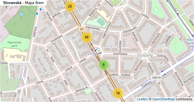 Slovanská - mapa firem