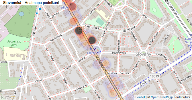 Slovanská - mapa podnikání