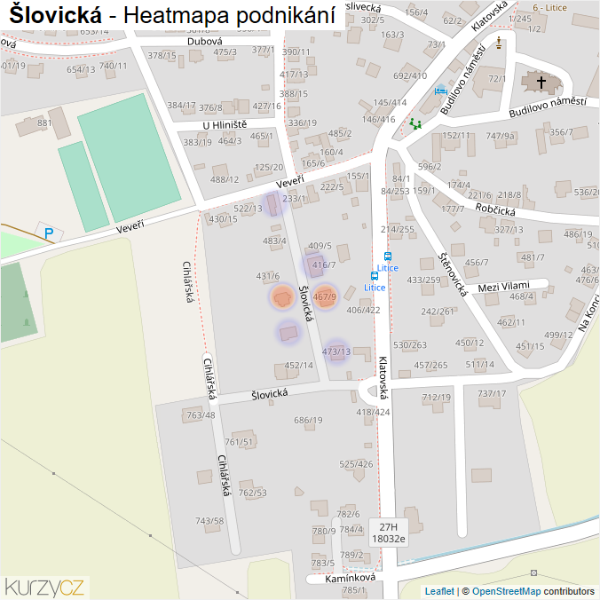 Mapa Šlovická - Firmy v ulici.