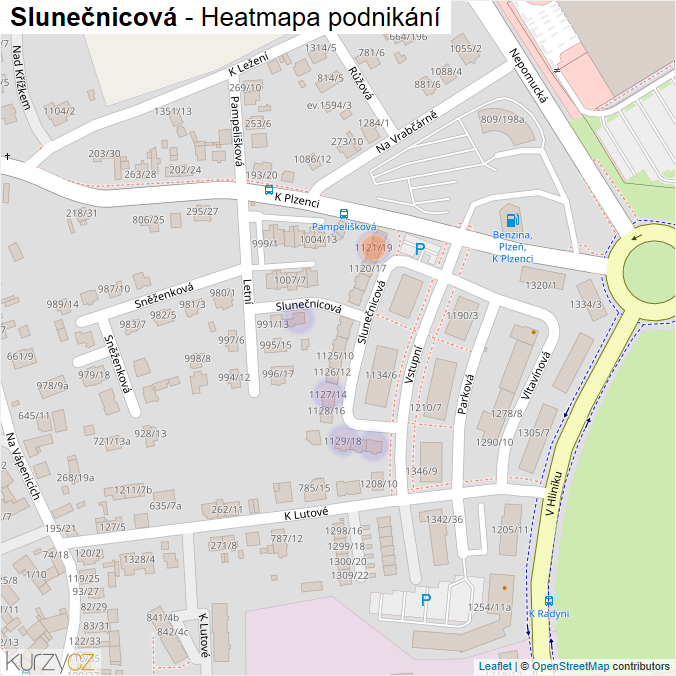 Mapa Slunečnicová - Firmy v ulici.
