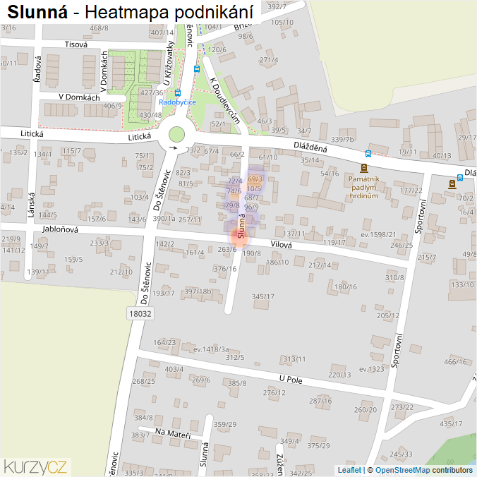 Mapa Slunná - Firmy v ulici.