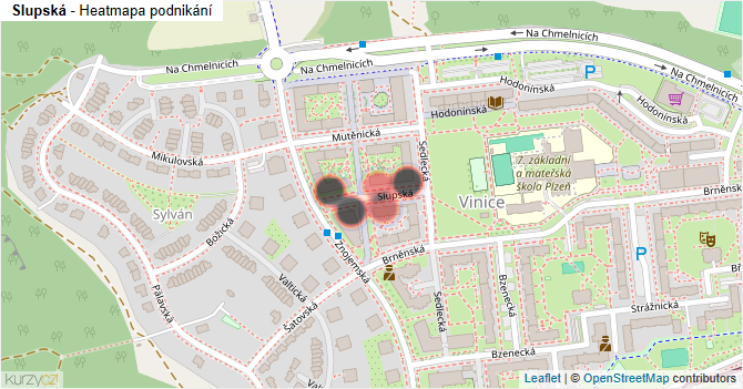 Slupská - mapa podnikání