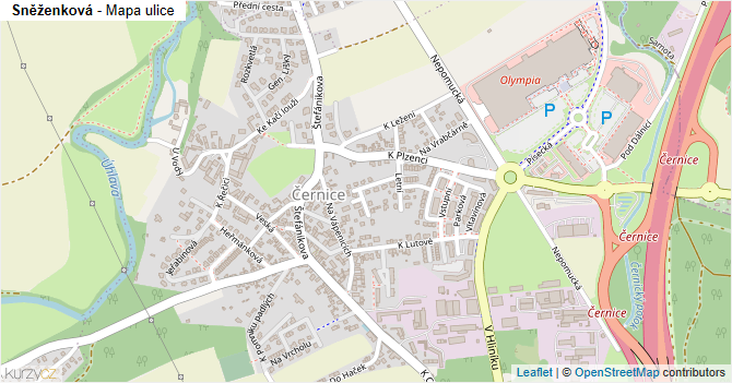 Sněženková - mapa ulice