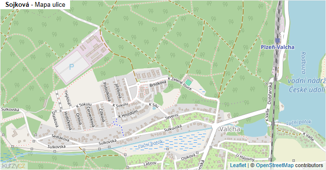 Sojková - mapa ulice