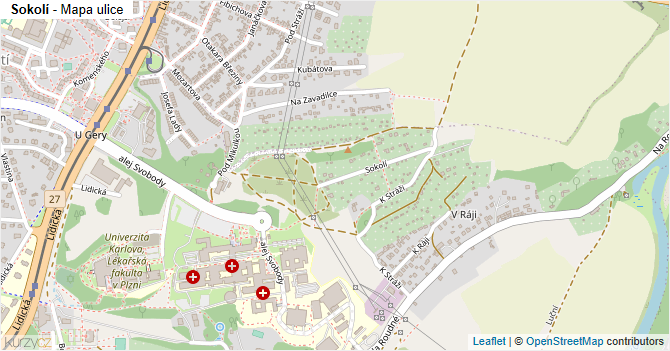 Sokolí - mapa ulice
