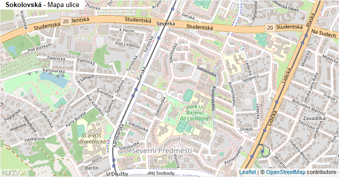 Sokolovská - mapa ulice