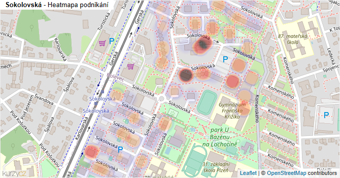 Sokolovská - mapa podnikání