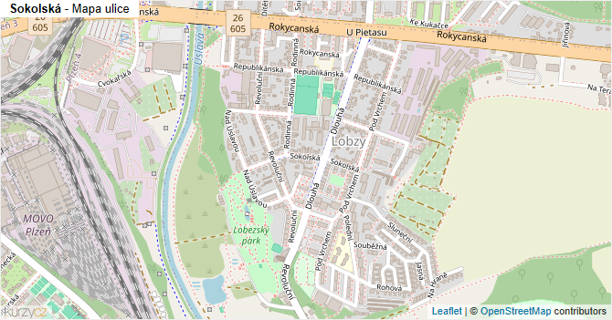Sokolská - mapa ulice