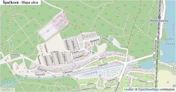 Špačková - mapa ulice