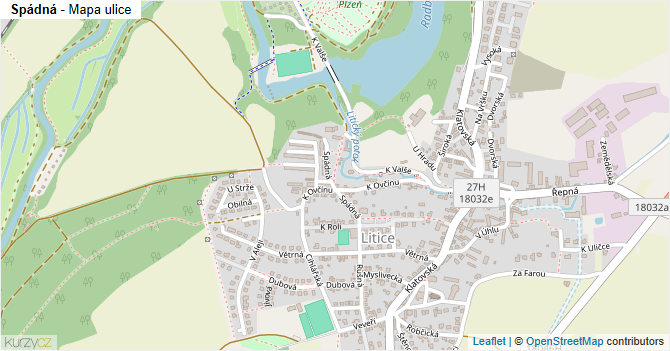 Spádná - mapa ulice