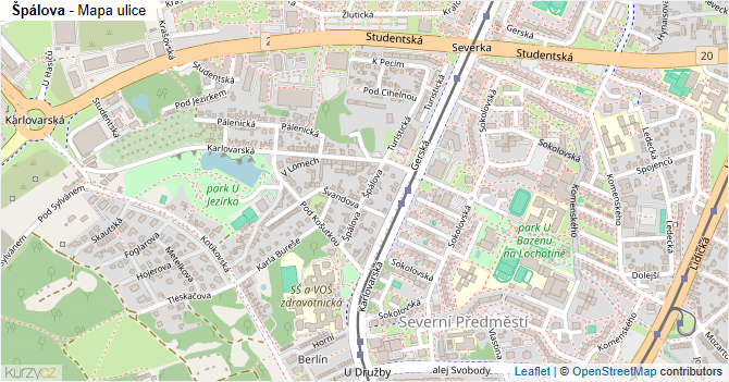Špálova - mapa ulice