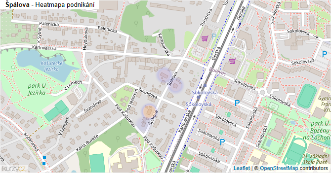 Špálova - mapa podnikání