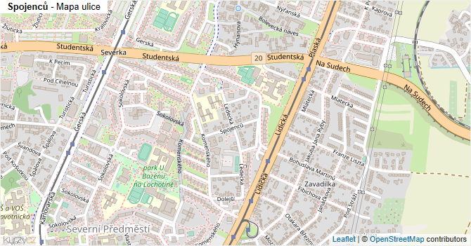 Spojenců - mapa ulice