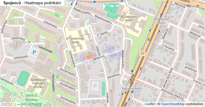 Spojenců - mapa podnikání