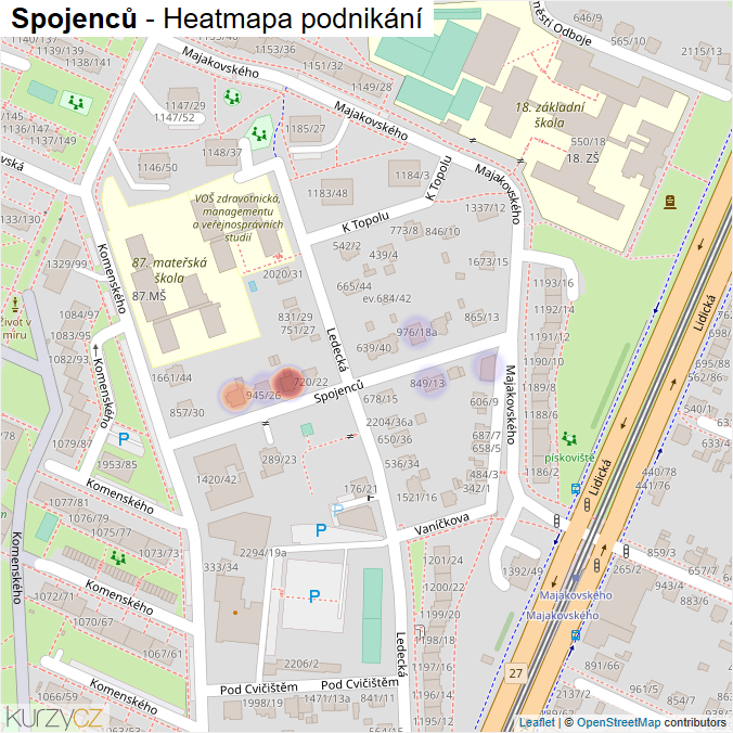 Mapa Spojenců - Firmy v ulici.