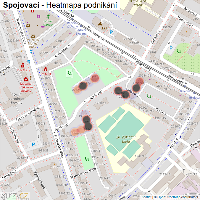 Mapa Spojovací - Firmy v ulici.