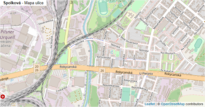 Spolková - mapa ulice