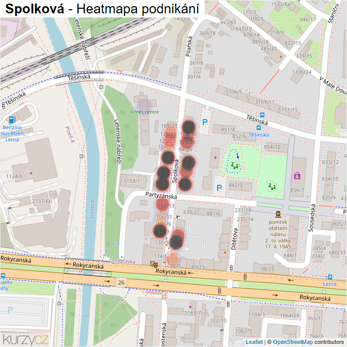 Mapa Spolková - Firmy v ulici.