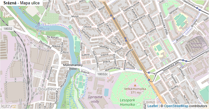 Srázná - mapa ulice