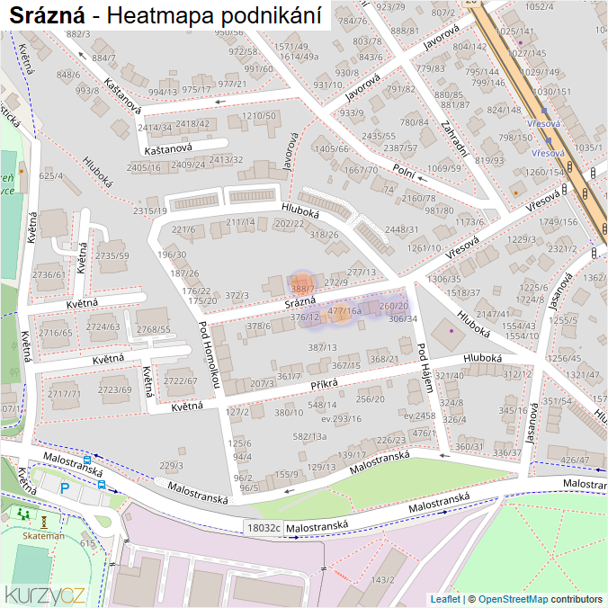 Mapa Srázná - Firmy v ulici.