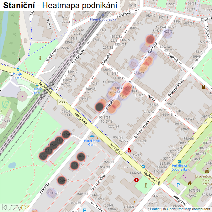 Mapa Staniční - Firmy v ulici.