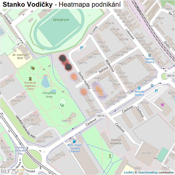 Mapa Stanko Vodičky - Firmy v ulici.