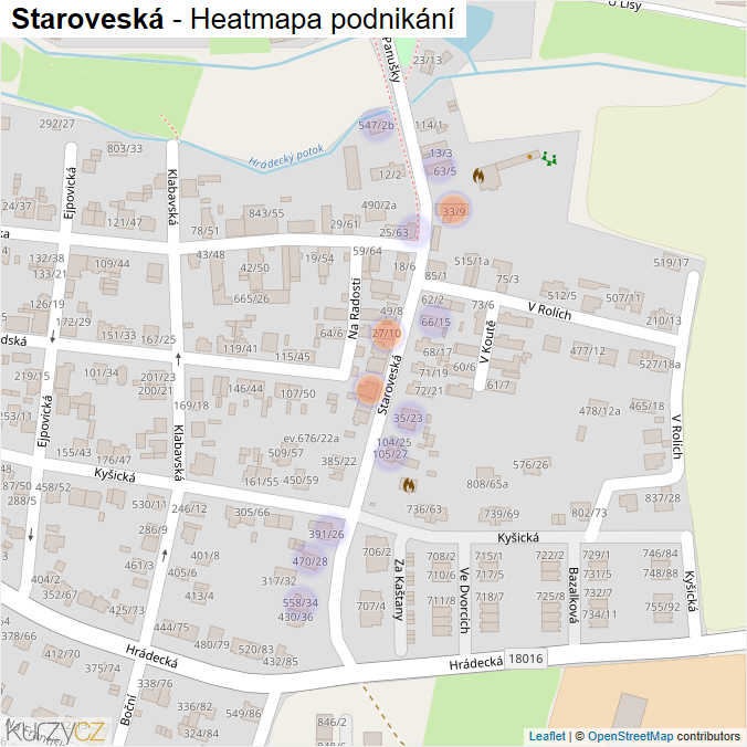 Mapa Staroveská - Firmy v ulici.
