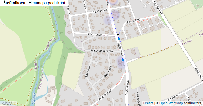 Štefánikova - mapa podnikání