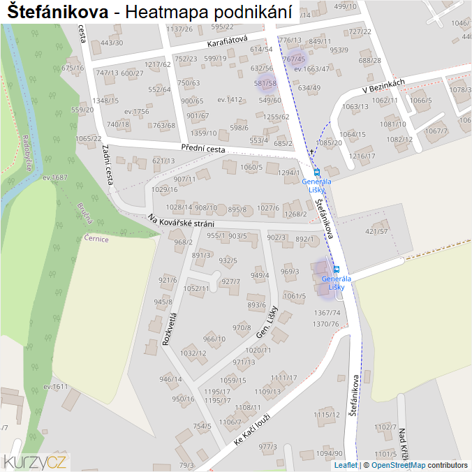 Mapa Štefánikova - Firmy v ulici.