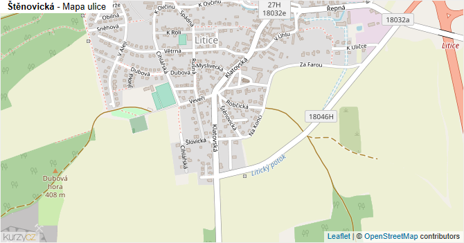 Štěnovická - mapa ulice