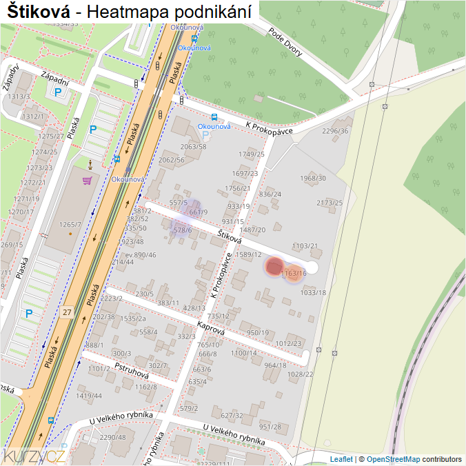 Mapa Štiková - Firmy v ulici.