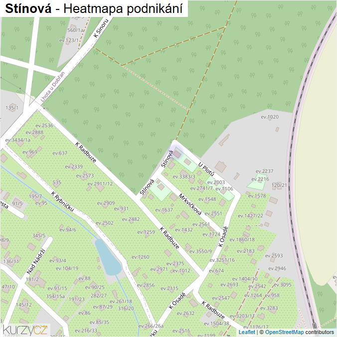 Mapa Stínová - Firmy v ulici.