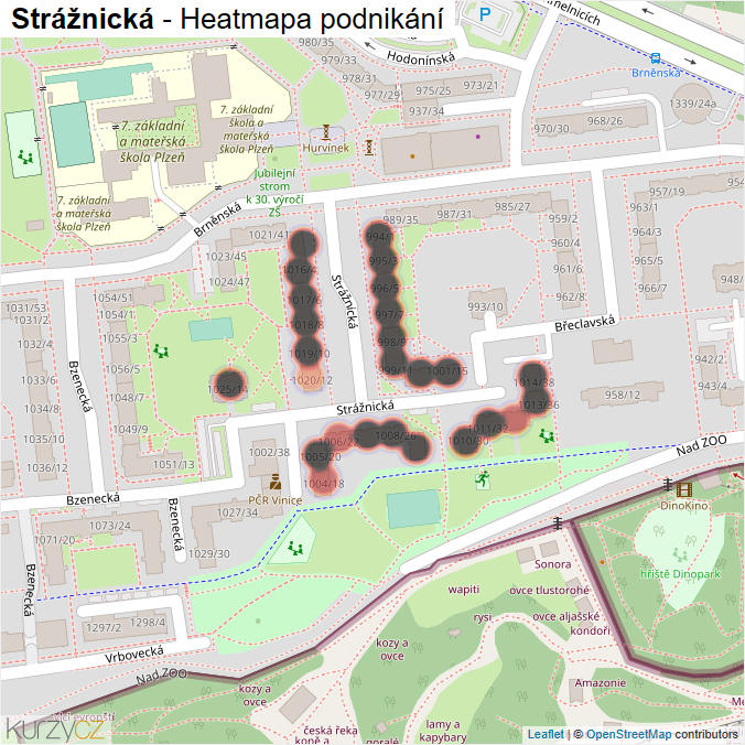 Mapa Strážnická - Firmy v ulici.