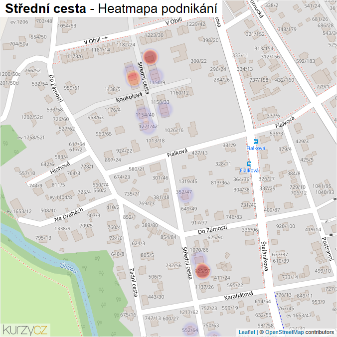 Mapa Střední cesta - Firmy v ulici.