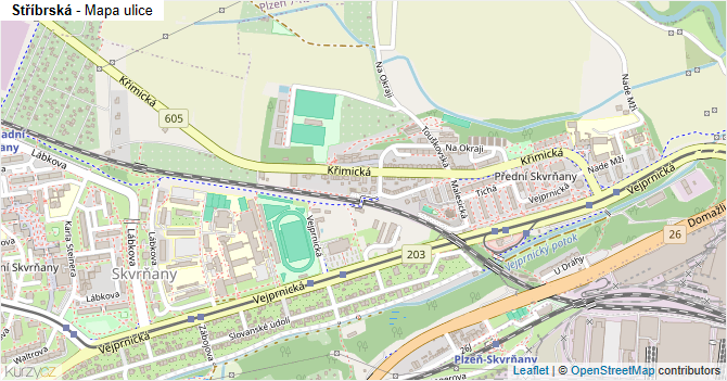 Stříbrská - mapa ulice