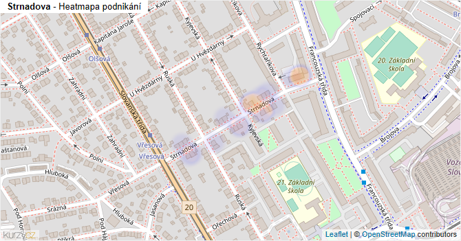 Strnadova - mapa podnikání