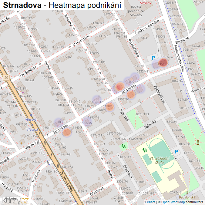Mapa Strnadova - Firmy v ulici.