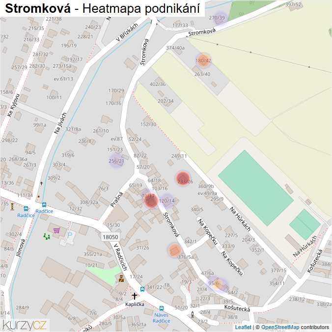 Mapa Stromková - Firmy v ulici.