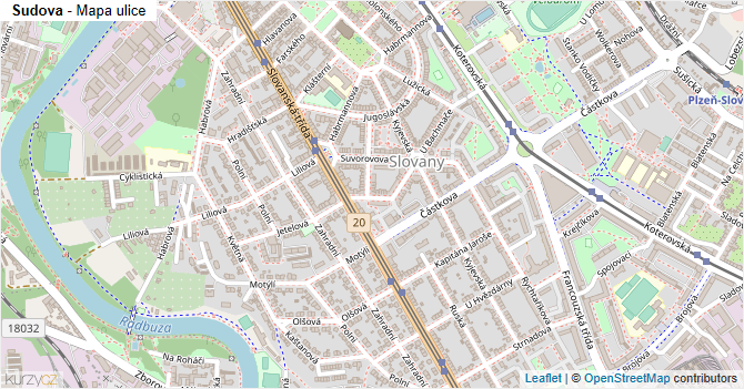 Sudova - mapa ulice