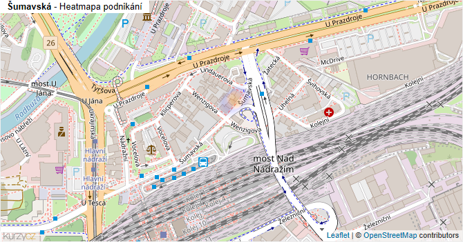Šumavská - mapa podnikání