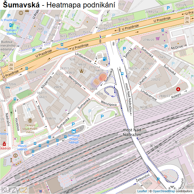 Mapa Šumavská - Firmy v ulici.