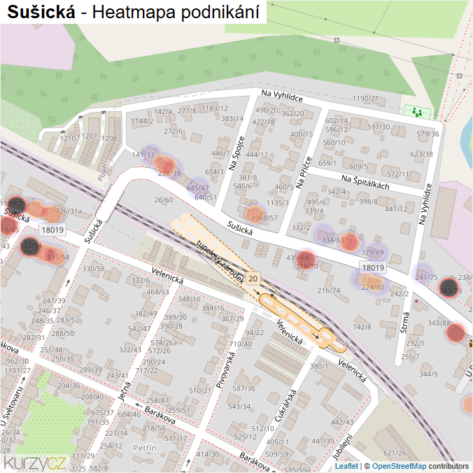 Mapa Sušická - Firmy v ulici.