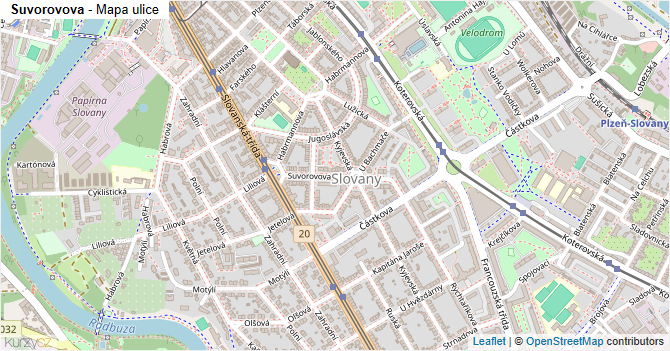 Suvorovova - mapa ulice