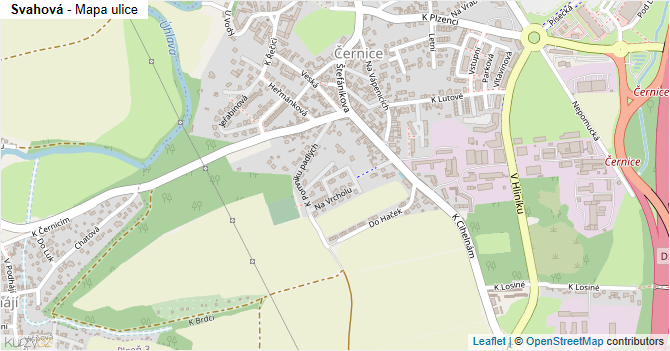 Svahová - mapa ulice