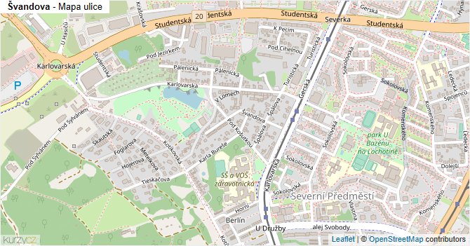 Švandova - mapa ulice